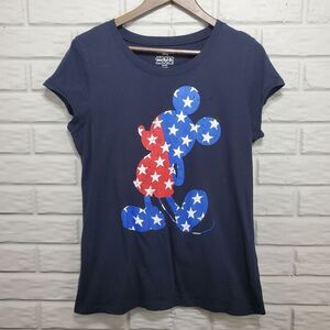 Mickey Mouse‎ T-Shirt Womens XXL Blue Independence Day July 4 Stars Patriotic
